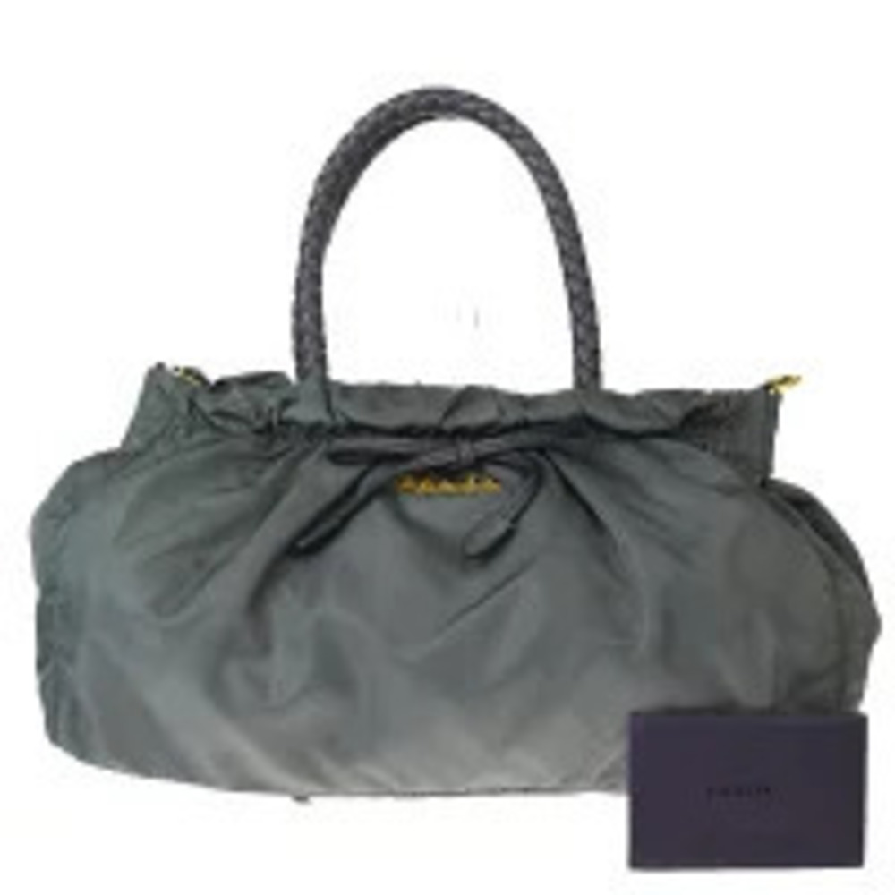 Prada Tessuto Bow handbag braided handle Gray
